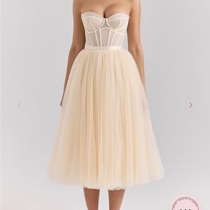 House of CB Cream Corset Tulle Dress